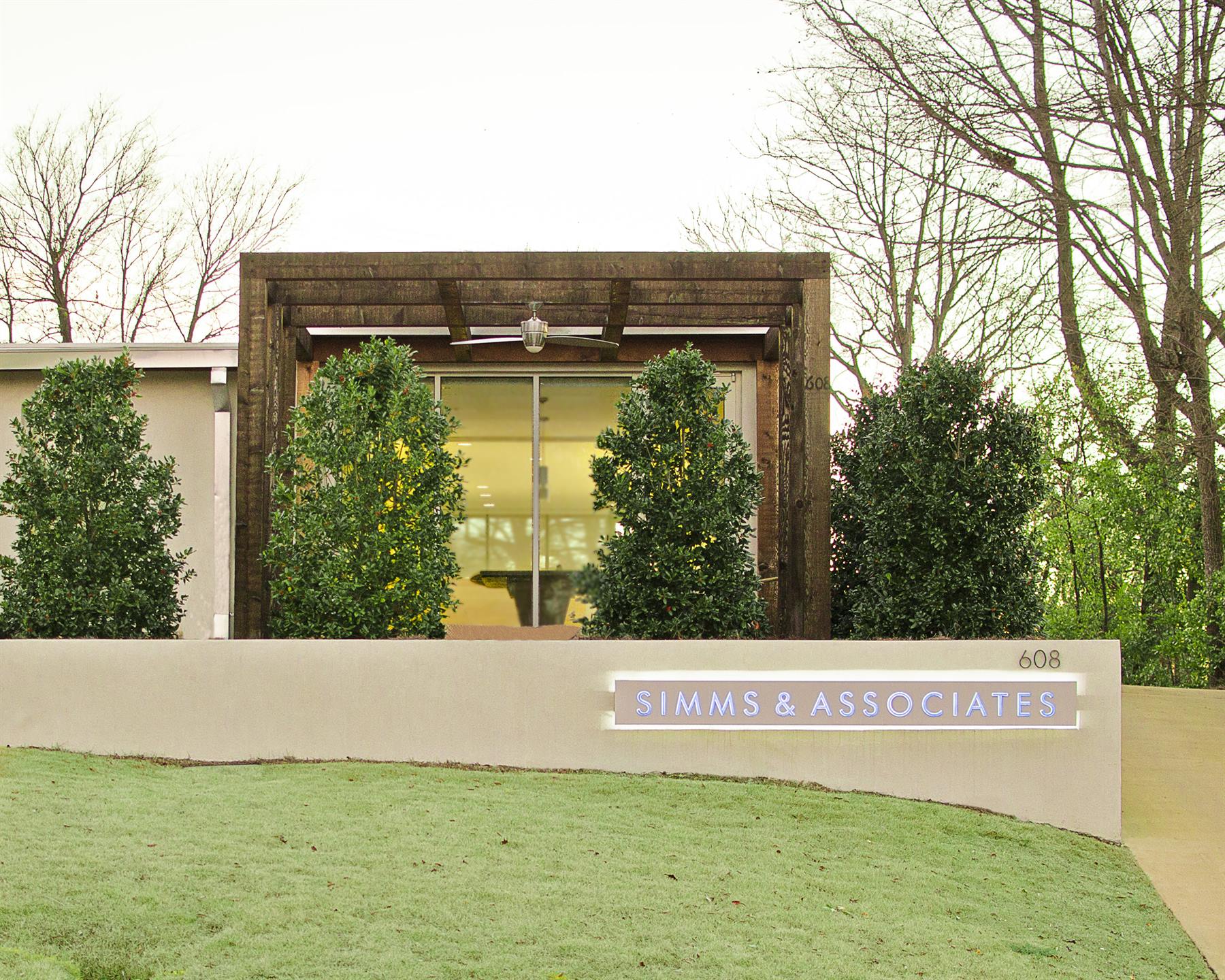 The Simms & Associates office entrance in Birmingham, Alabama